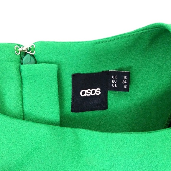 ASOS Sheath Dress Asymmetric Tulip Hem Green 💚 XS 2 - Picture 7 of 7